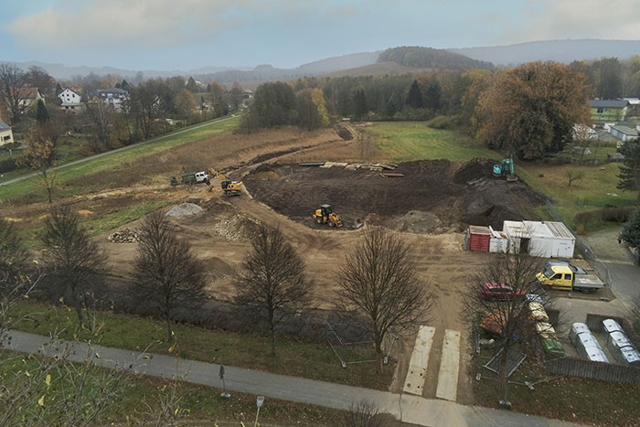 Blick auf die Baustelle am Schluckenbach Blick auf die Baustelle am Schluckenbach